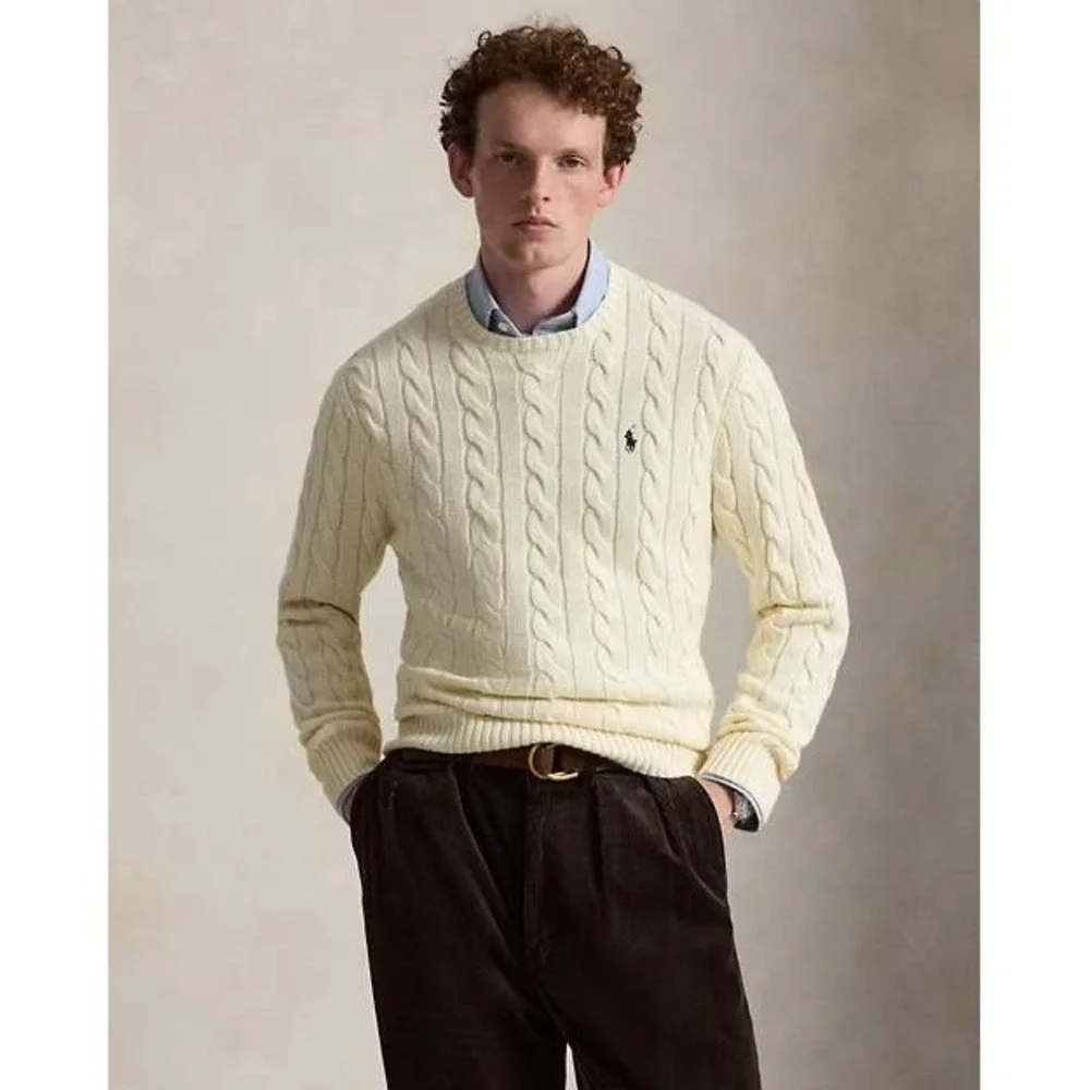 Polo Ralph Lauren Mens Cable Knit Sweater In Andover Cream Size M New With Tags